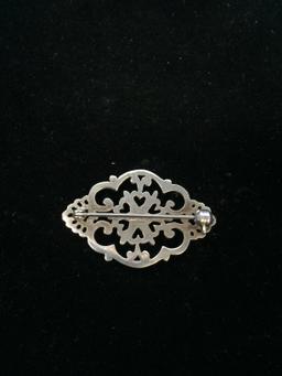 Designer Sterling Silver Floral Brooch Pin