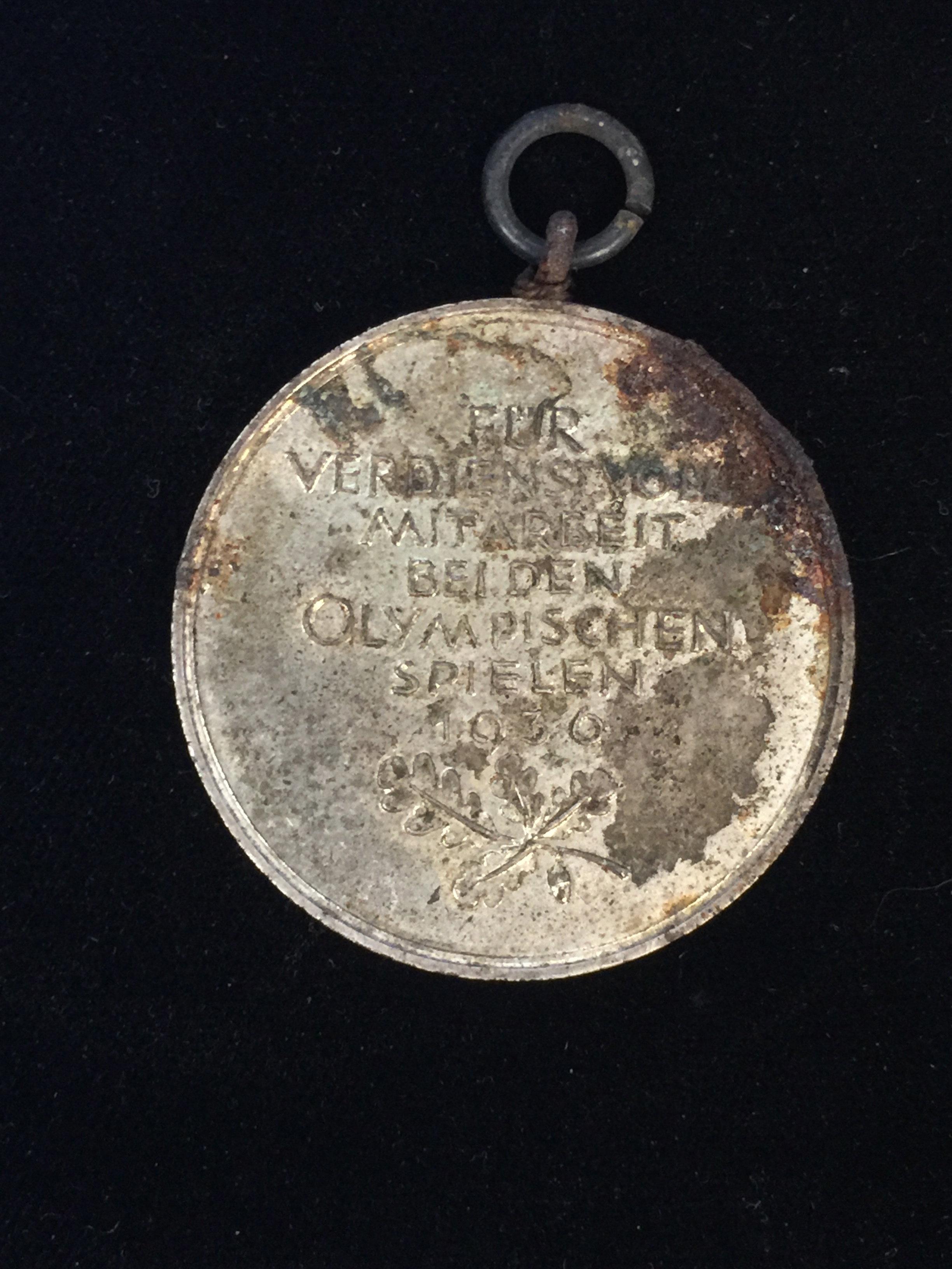 1936 Olympics Souvenir Medal with German Nazi Eagle & Swastika - Original