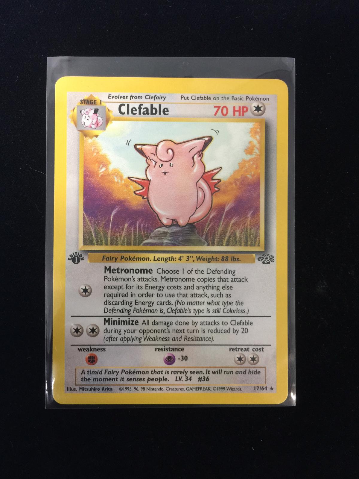 Pokemon Clefable 17/64 Jungle 1st Edition Rare Card