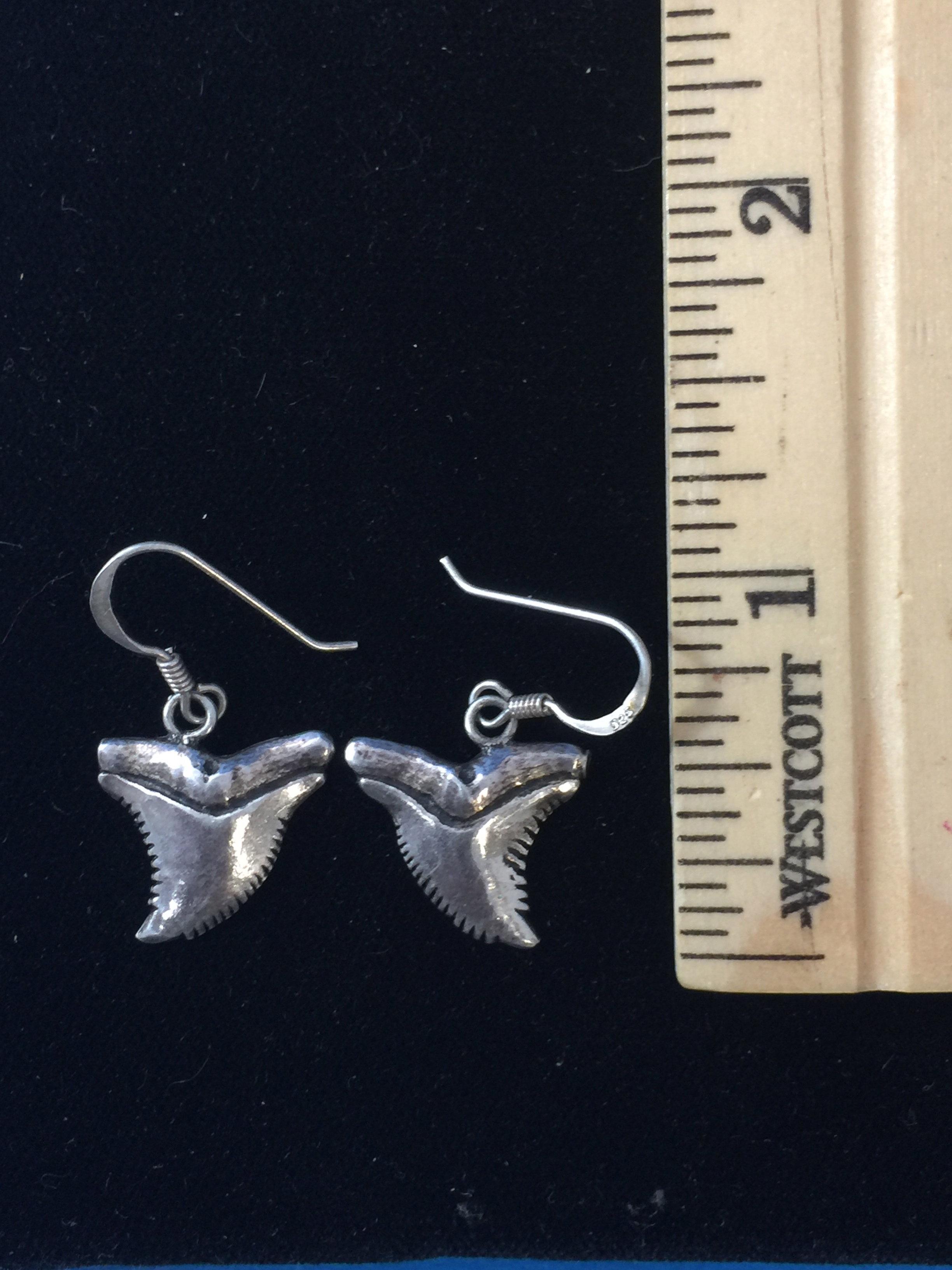 NTS Carved Sterling Silver Sharktooth Earrings