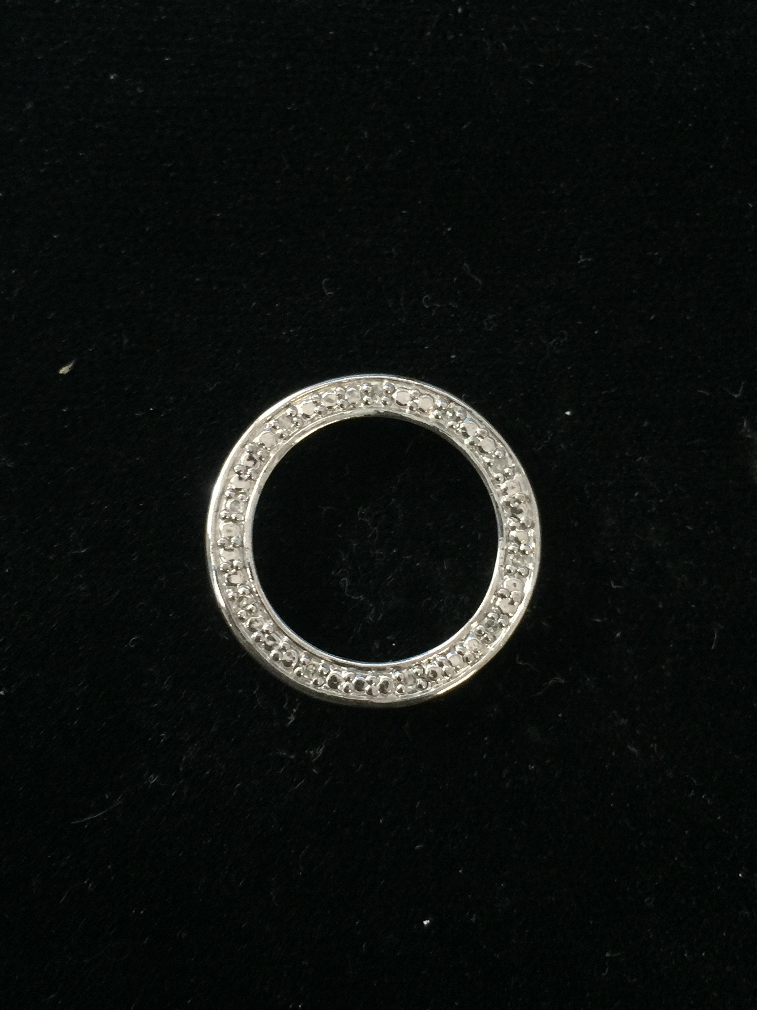 Diamond Sterling Silver Circle Pendant
