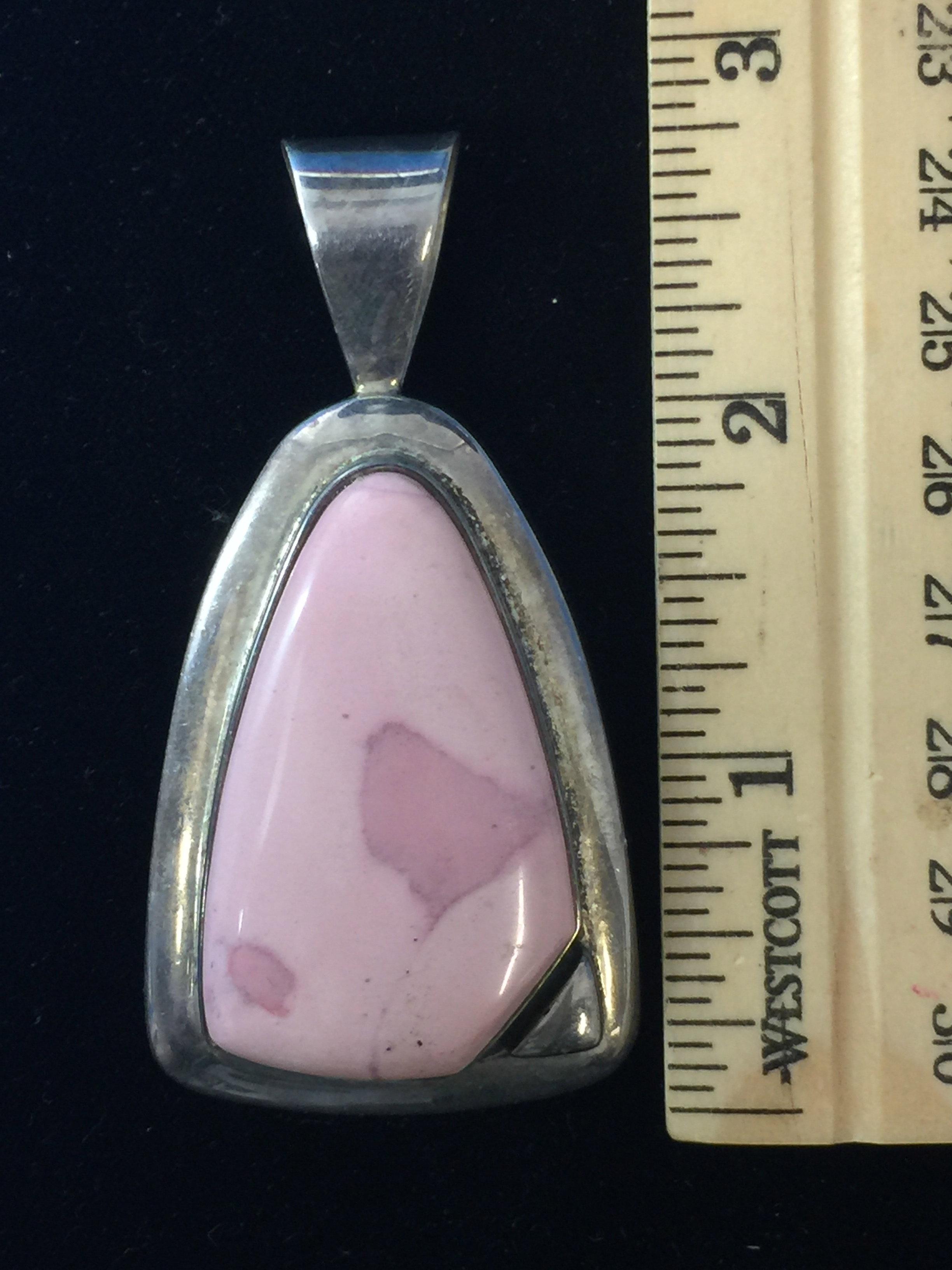 Amazing DTR Large Heavy Sterling Silver 2.5" Pendant W/ Pink Agate Stone