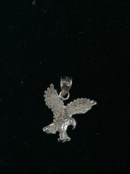 Carved Sterling Silver Small Eagle Pendant