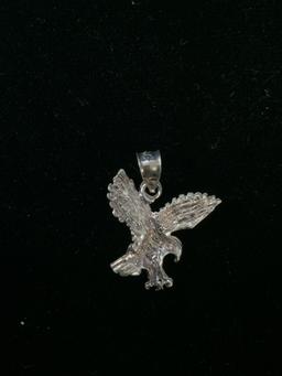Carved Sterling Silver Small Eagle Pendant