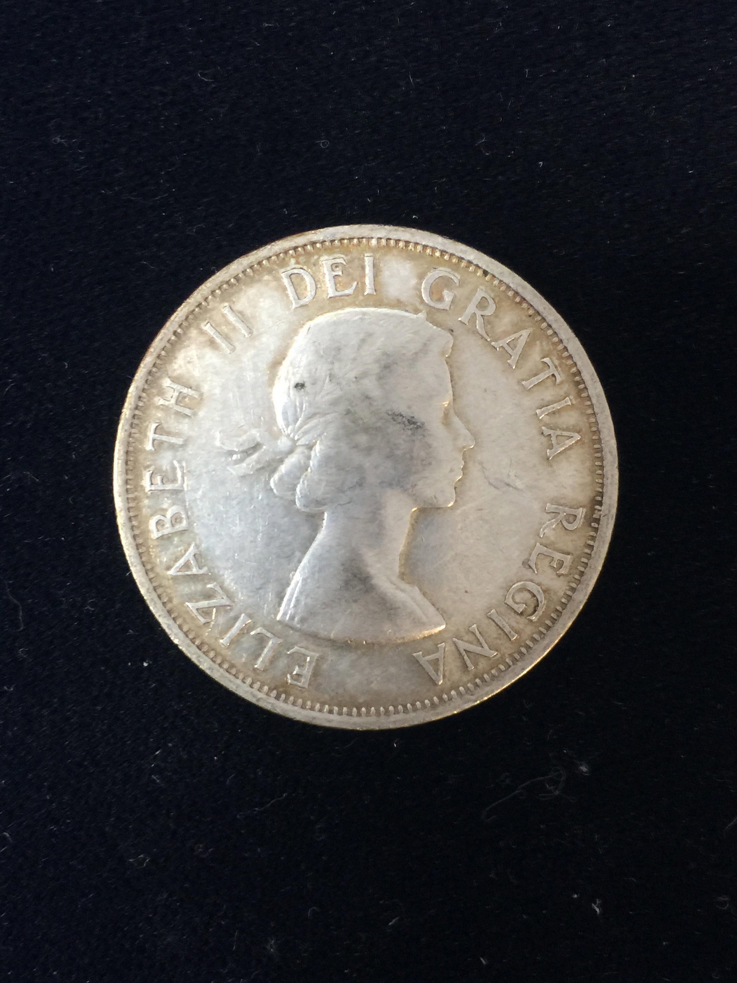 1955  Canadian Half Dollar - 80% Silver Coin