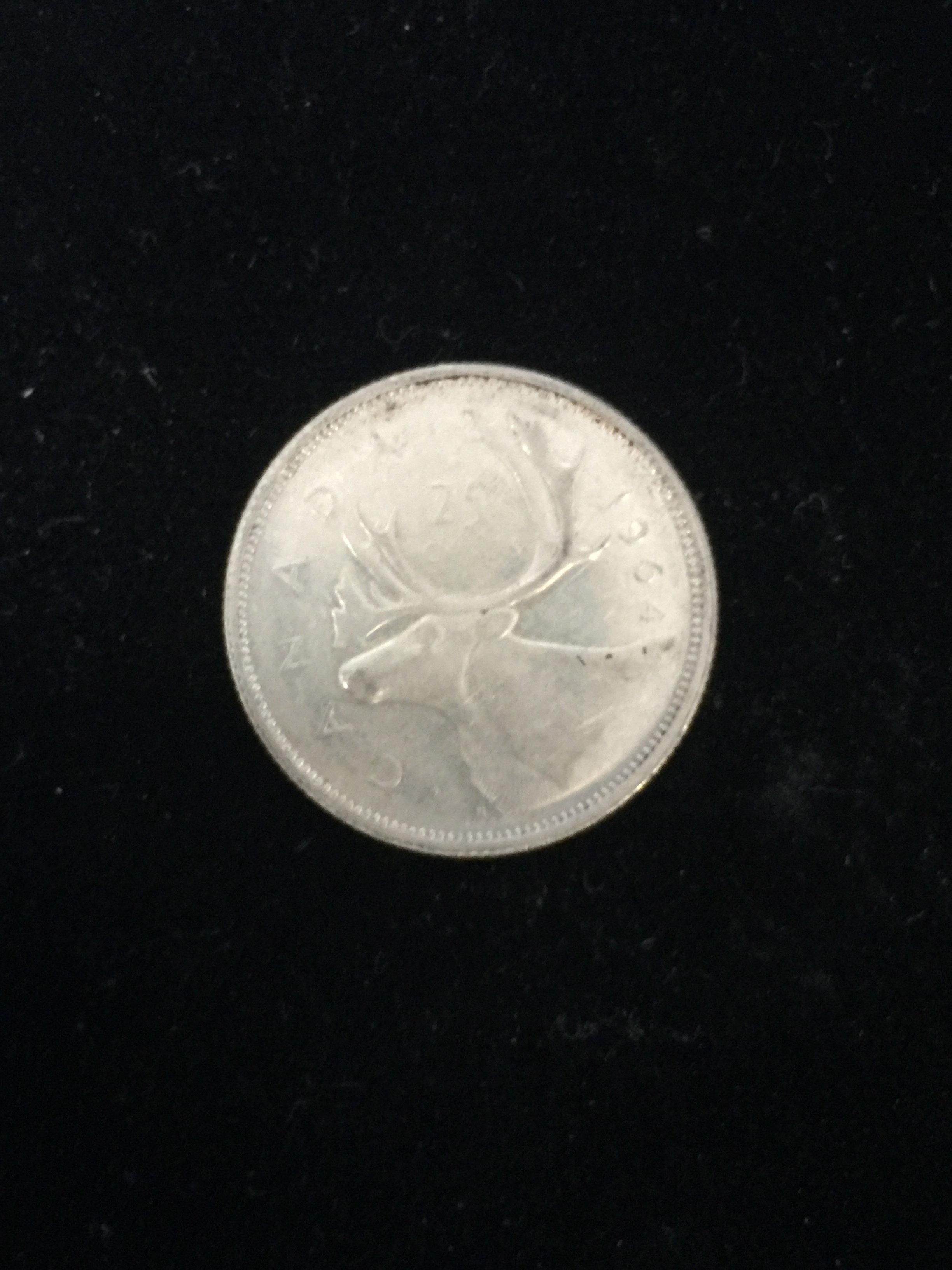 1964 Canadian Quarter - 80% Silver Coin