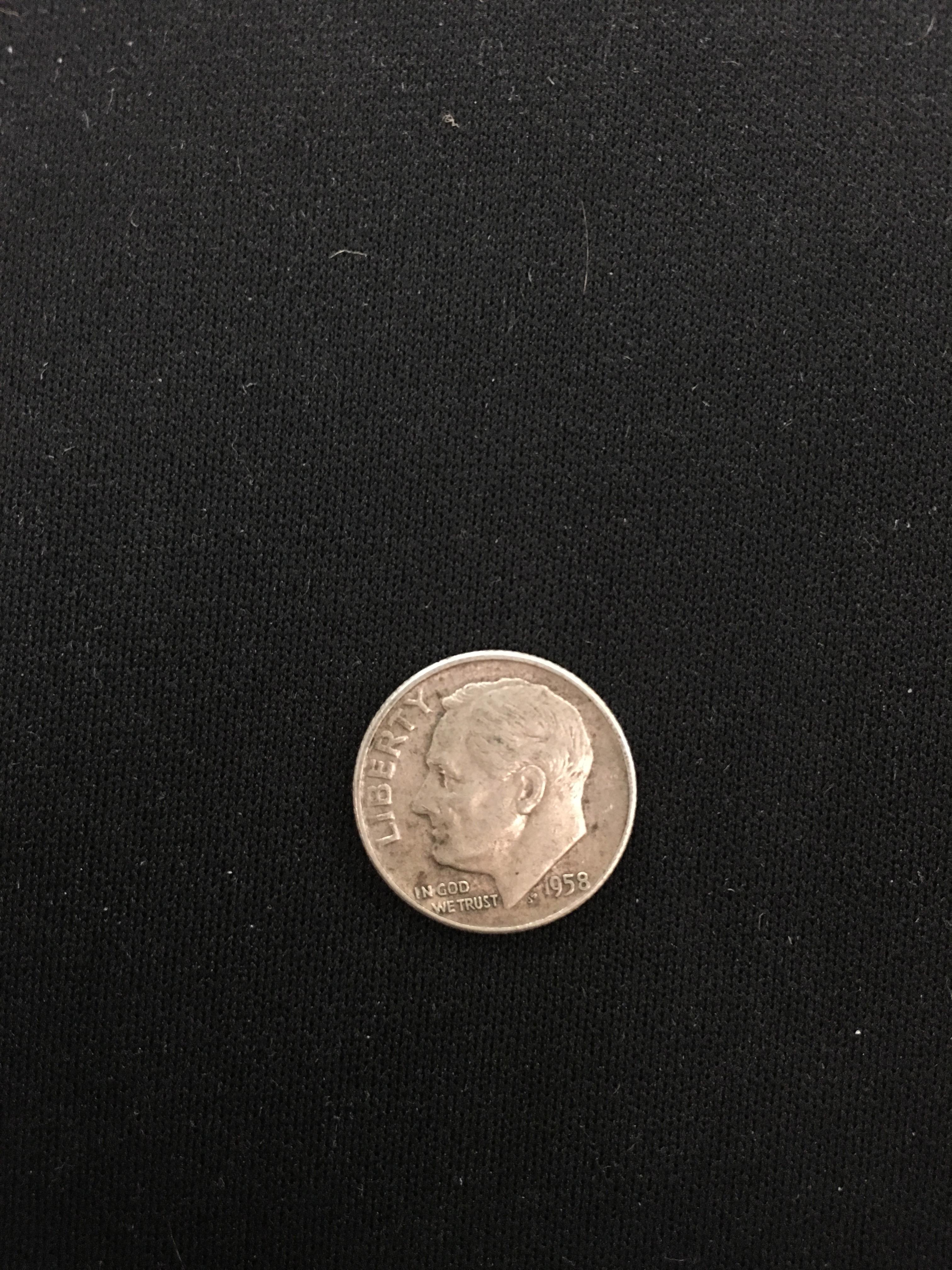 1958-D United States Roosevelt Dime - 90% Silver Coin