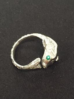 Vintage Sterling Silver Koi Fish Ring - Size 7