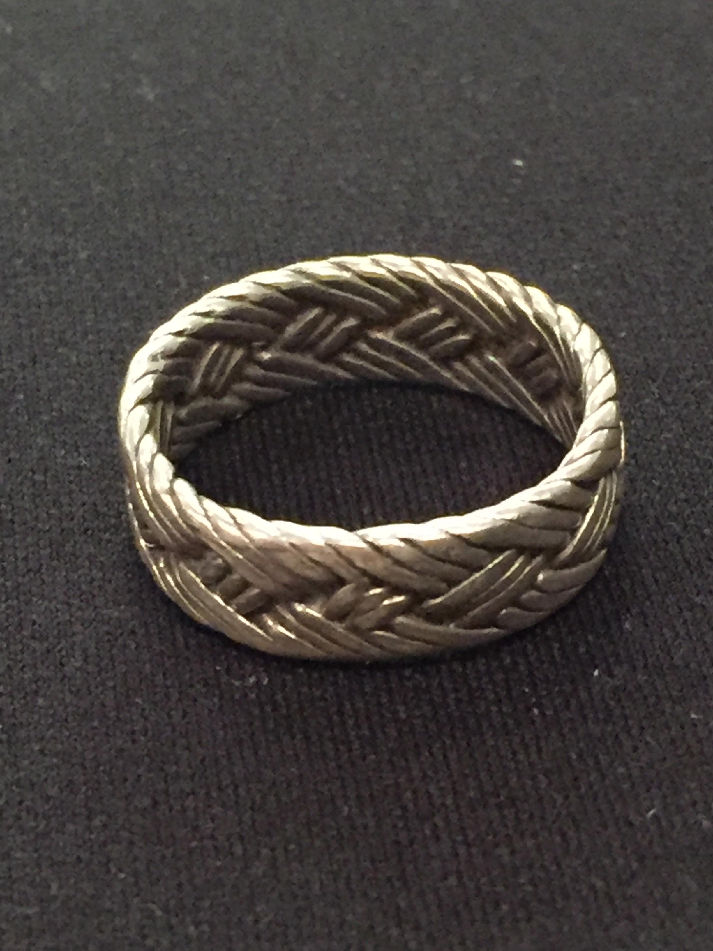 Woven Sterling Silver Thick Ring Band - Size 7