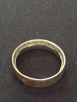 Hammered 1964 US 90% Silver Quarter Ring - Size 6