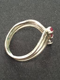 Ruby Sterling Silver Wide Ring Band - Size 5