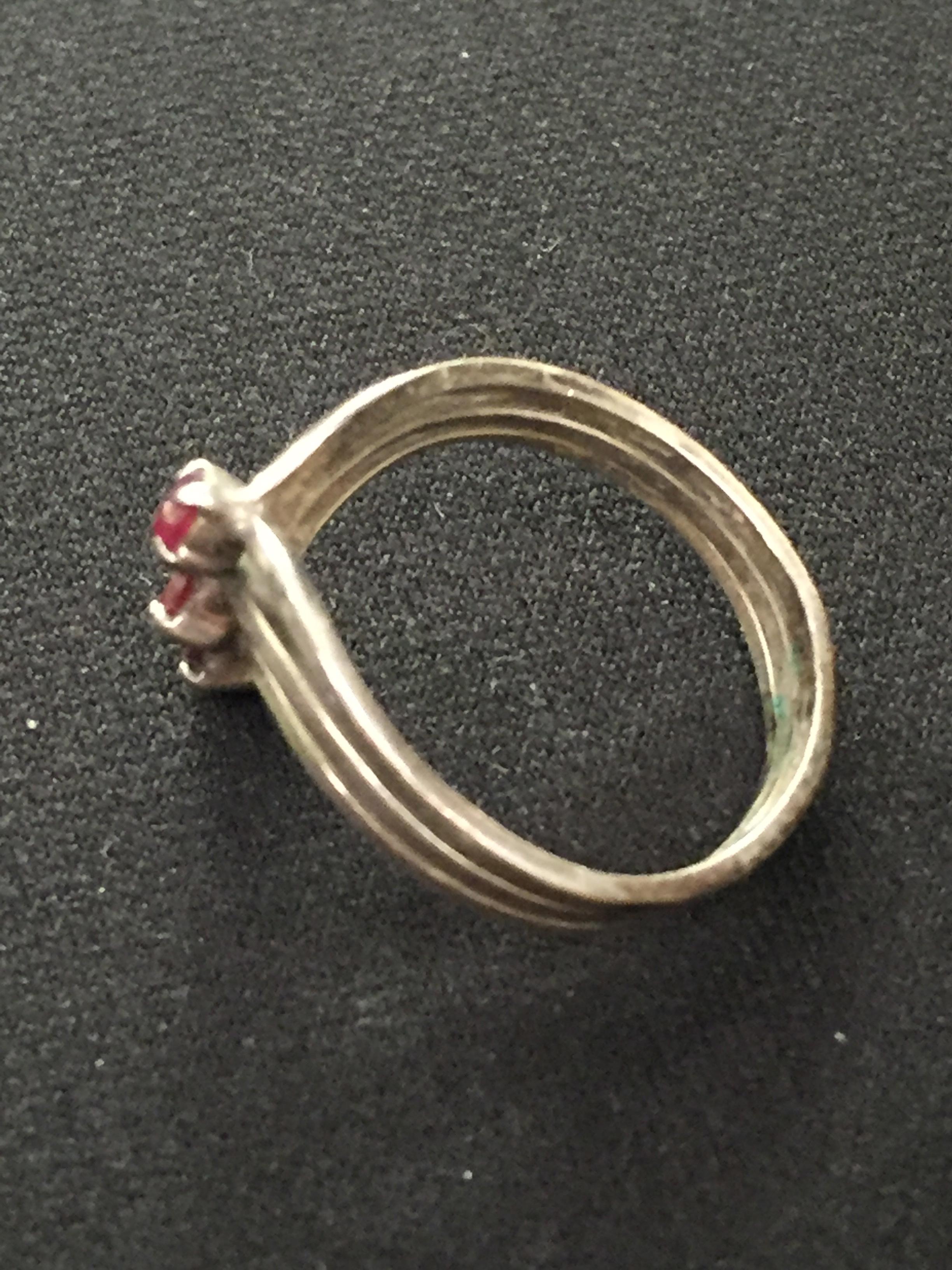 Ruby Sterling Silver Wide Ring Band - Size 5