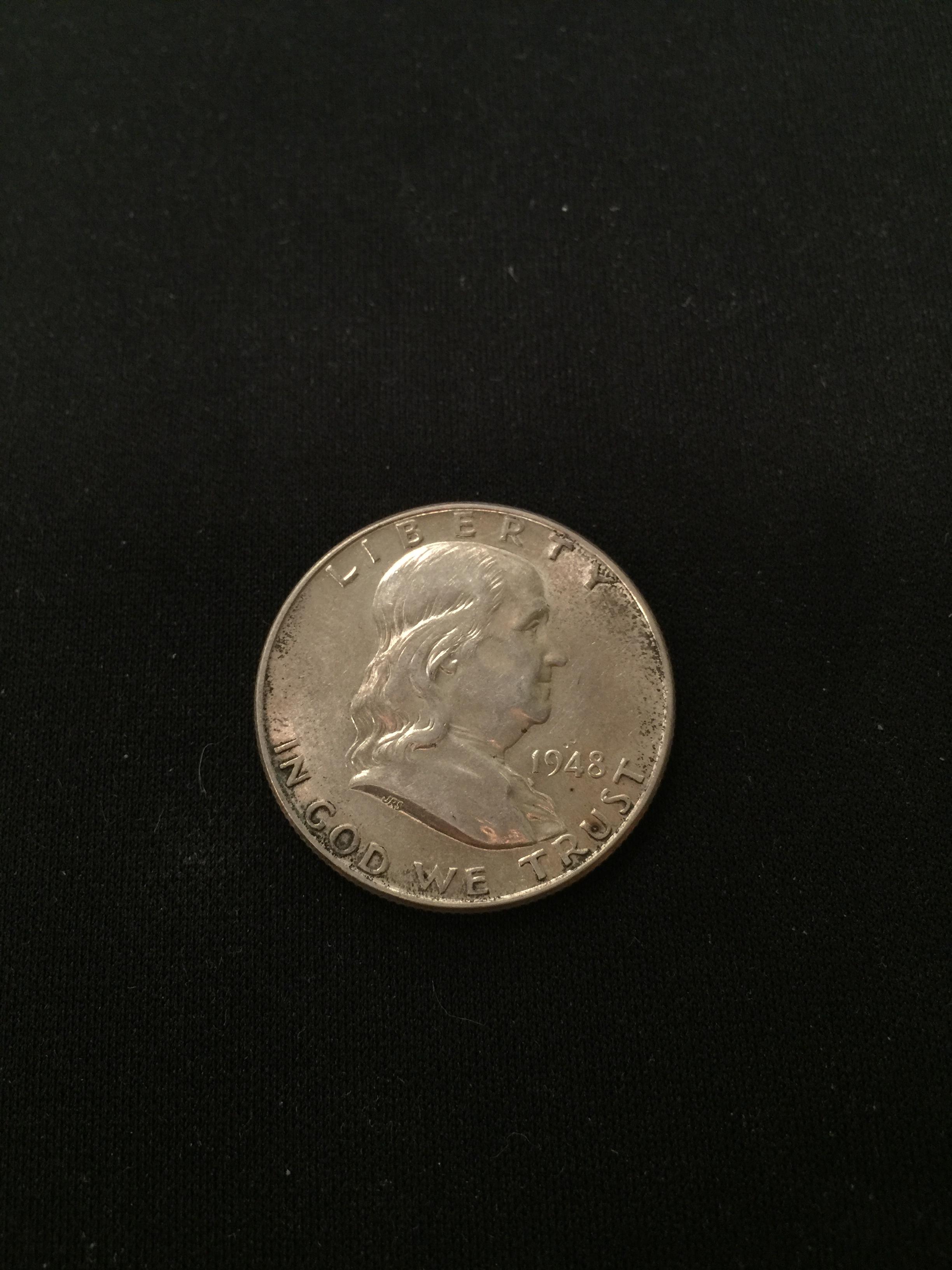 1948-United States Franklin Half Dollar - 90% Silver Coin