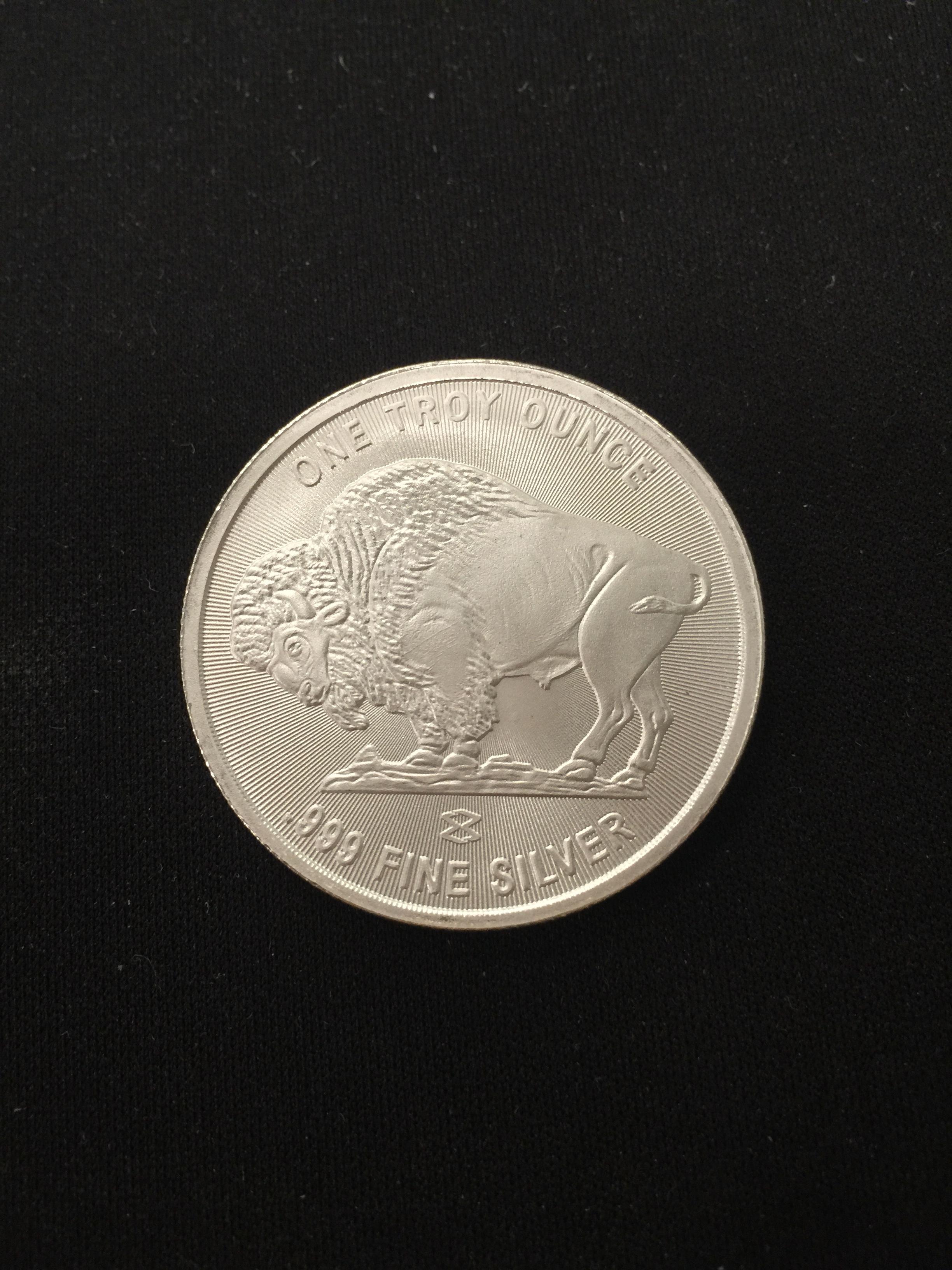 1-Troy Ounce .999 Fine Silver United States Indian Head Buffalo Bullion Round