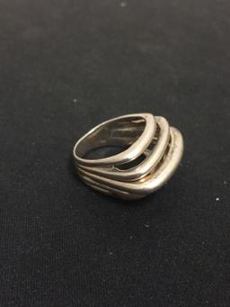 Zina Designed Open Multi-Banded Designed Sterling Silver Ring Band - Size 8