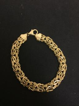 Flat Byzantine Designed 14 Karat Yellow Gold 7" Bracelet - 10.5 Grams