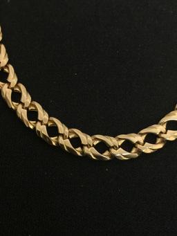 Italian Designed Curb Link Styled 14 Karat Yellow Gold 8" Bracelet - 14 Grams