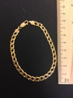 Italian Designed Curb Link Styled 14 Karat Yellow Gold 8" Bracelet - 14 Grams