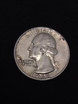 1962 United States Washington Quarter - 90% Silver Coin