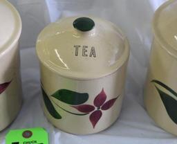 Watt Tea,Flour & Sugar Canister Set w/ Lids & Floral Pattern