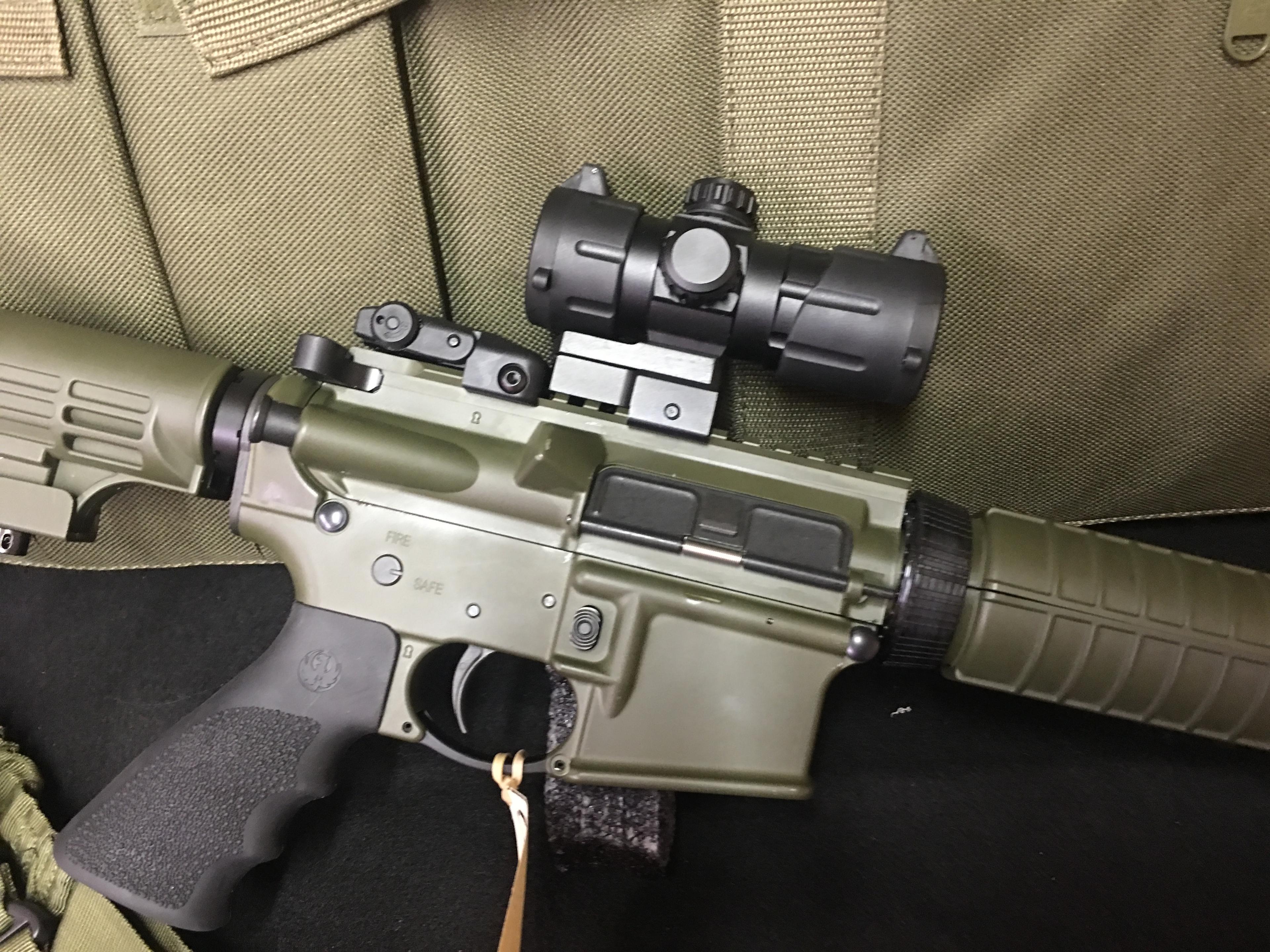 Ruger AR-556 Green w/Case w/UTG Red Dot