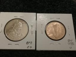Ireland 1949 half-penny and Swaziland 1981 lilangani