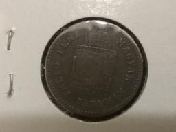 Philippines 1944 5 centavos, Russia-USSR 1925 20 kopeks, and Hungary 1878 1 krasczar