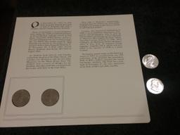 Collection! John F Kennedy History card with two Kennedy Half-Dollars, and ….