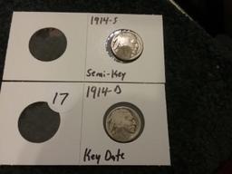 KEY DATE BUFFALO NICKELS!! 1914-D and 1914-S