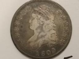 1809 III Edge Capped Bust Half Dollar in Fine Condition