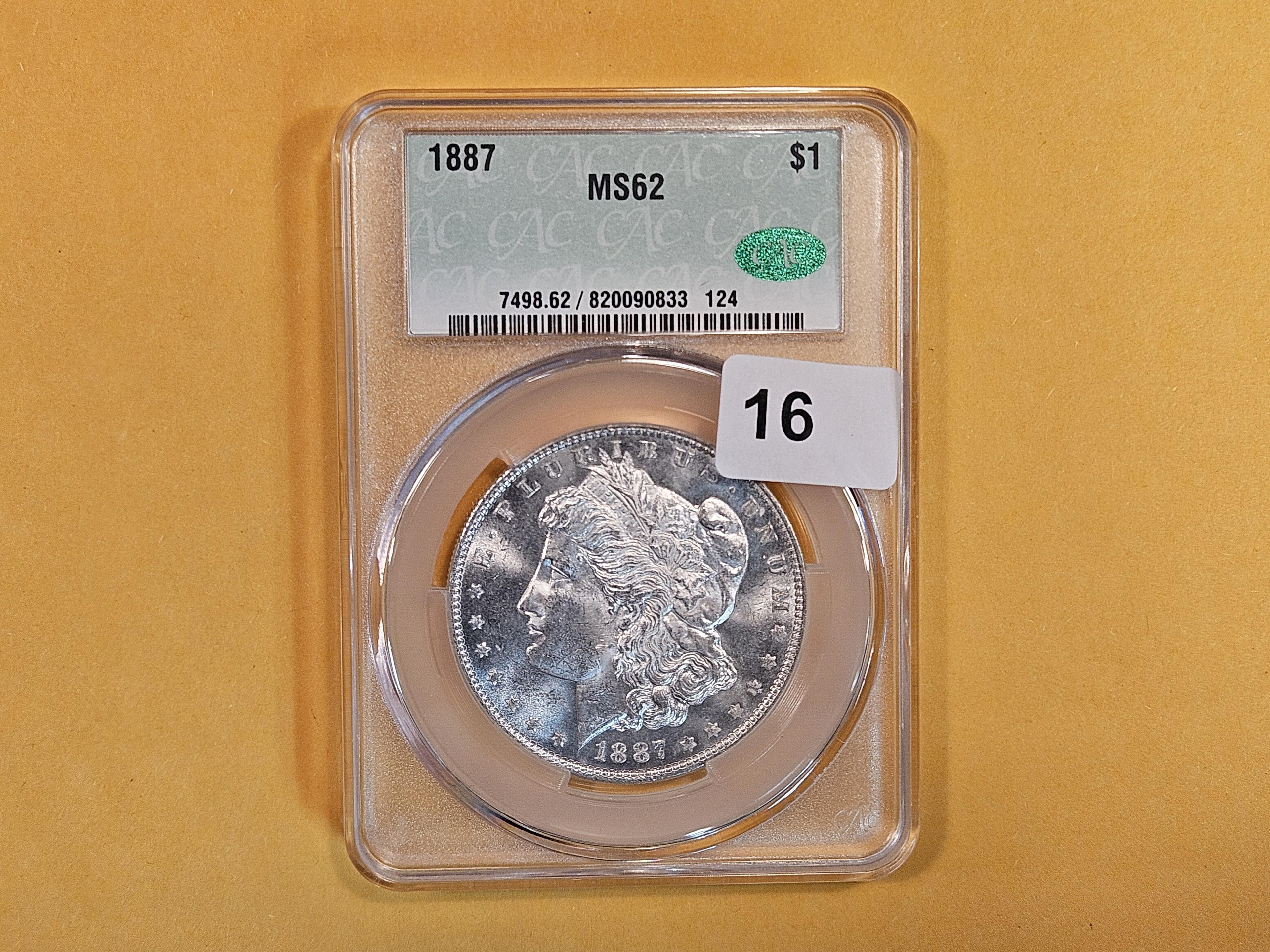 CAC! 1887 Morgan Dollar in Mint State 62