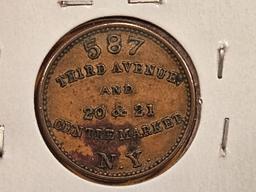 1863 Civil War Token Merchant's Store Card in AU-UNC