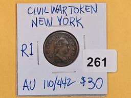 1863 Civil War Token in About Uncirculated