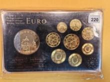 GEM Proof 24 karat gold and .999 fine Rhodium-plated Euro Coin set