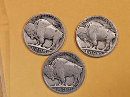 Three more gooderer Buffalo Nickels