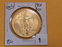 GOLD! Brilliant Uncirculated 1908 Saint Gaudens $20 Double Eagle