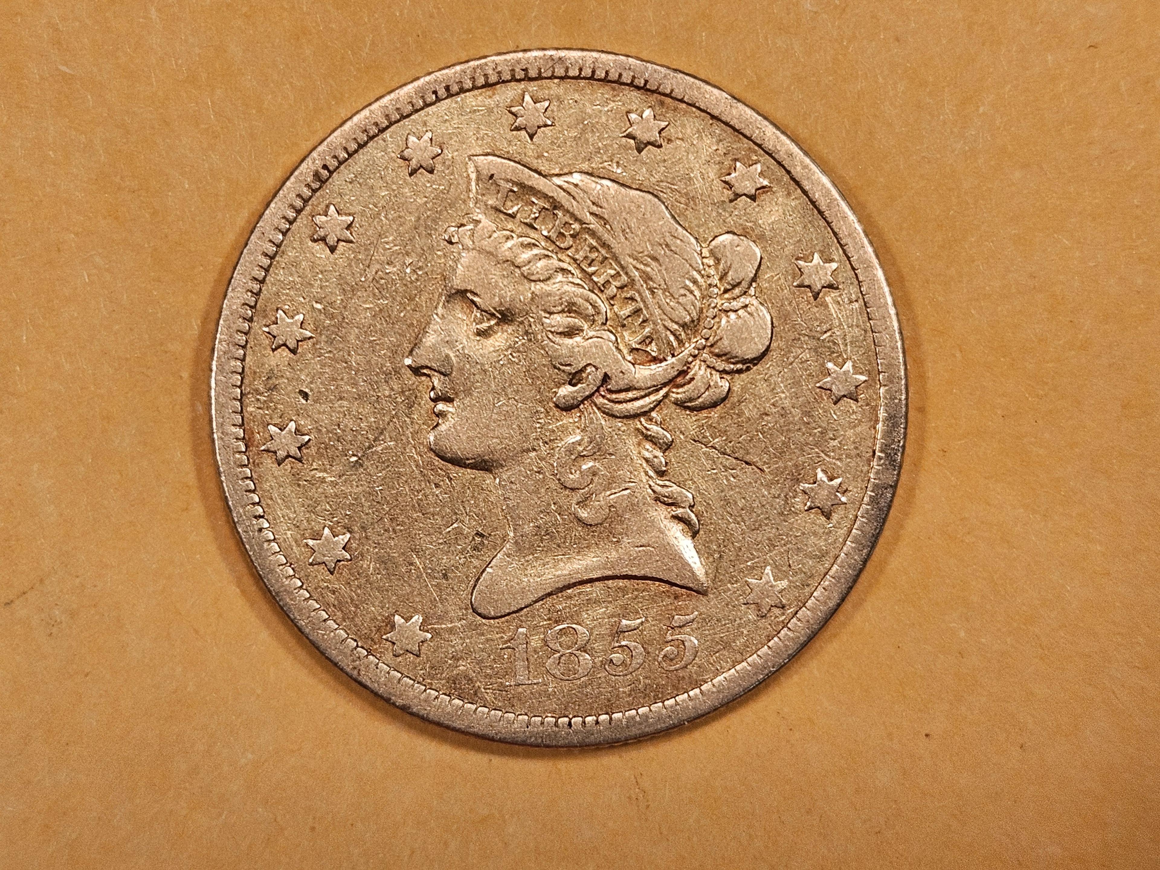 * SEMI-KEY! GOLD! 1855-O Liberty Head Gold Ten Dollar in Very Fine