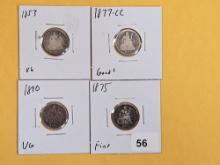 Four Seated Liberty Dimes