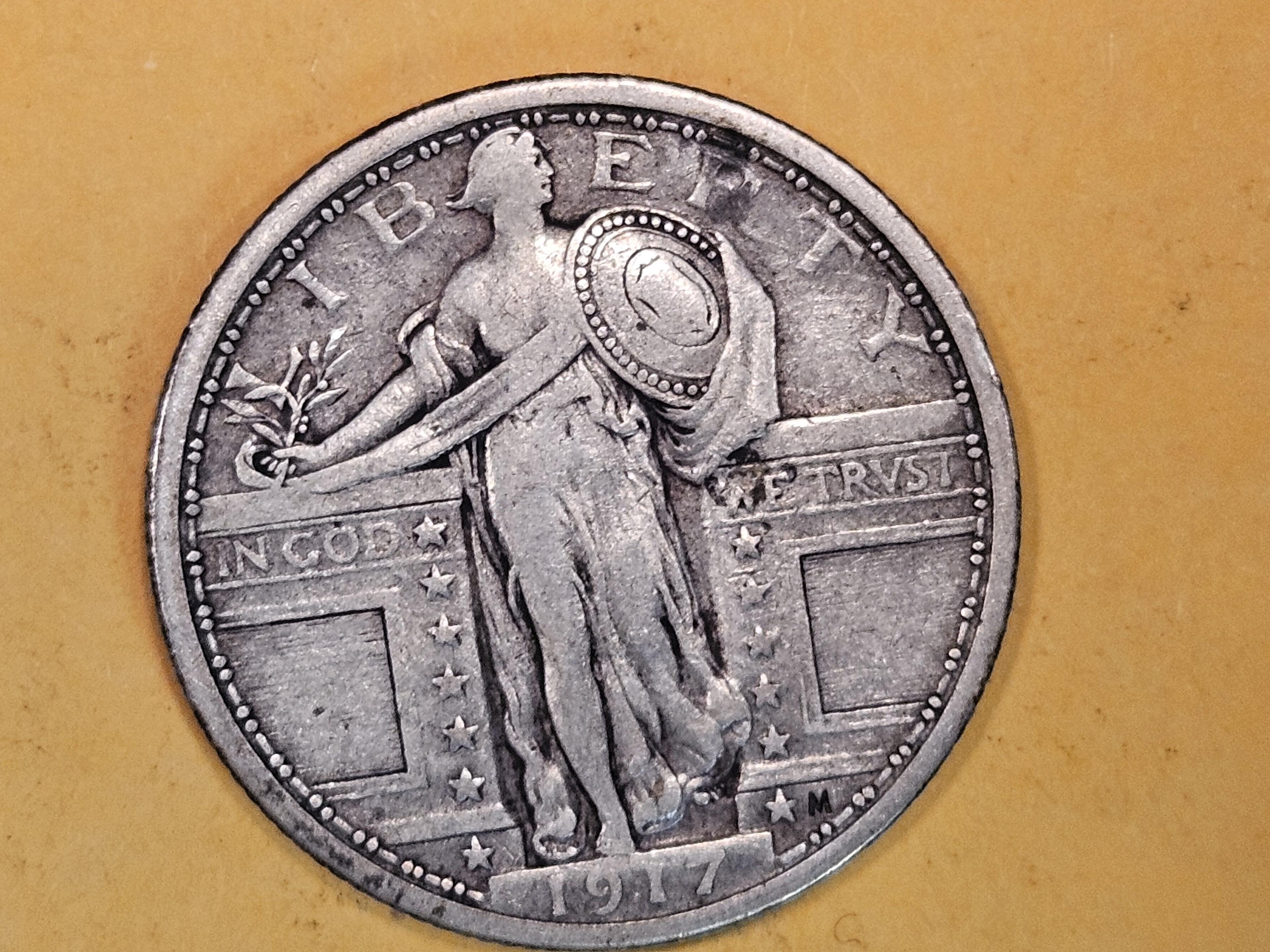 Early 1917 Type 1 Standing Liberty Quarter