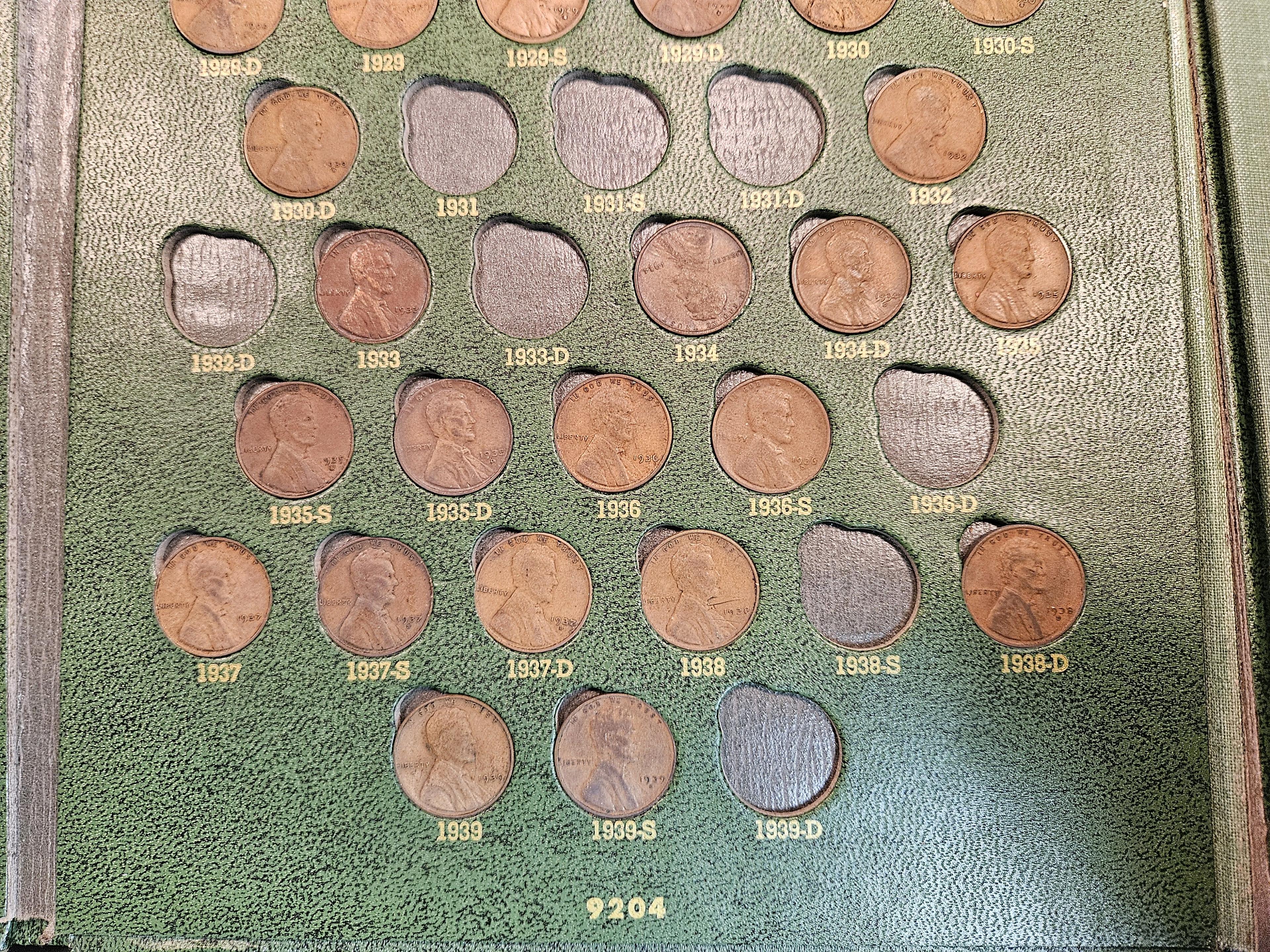 Early Lincoln Wheat cent album in old green Whitman folder