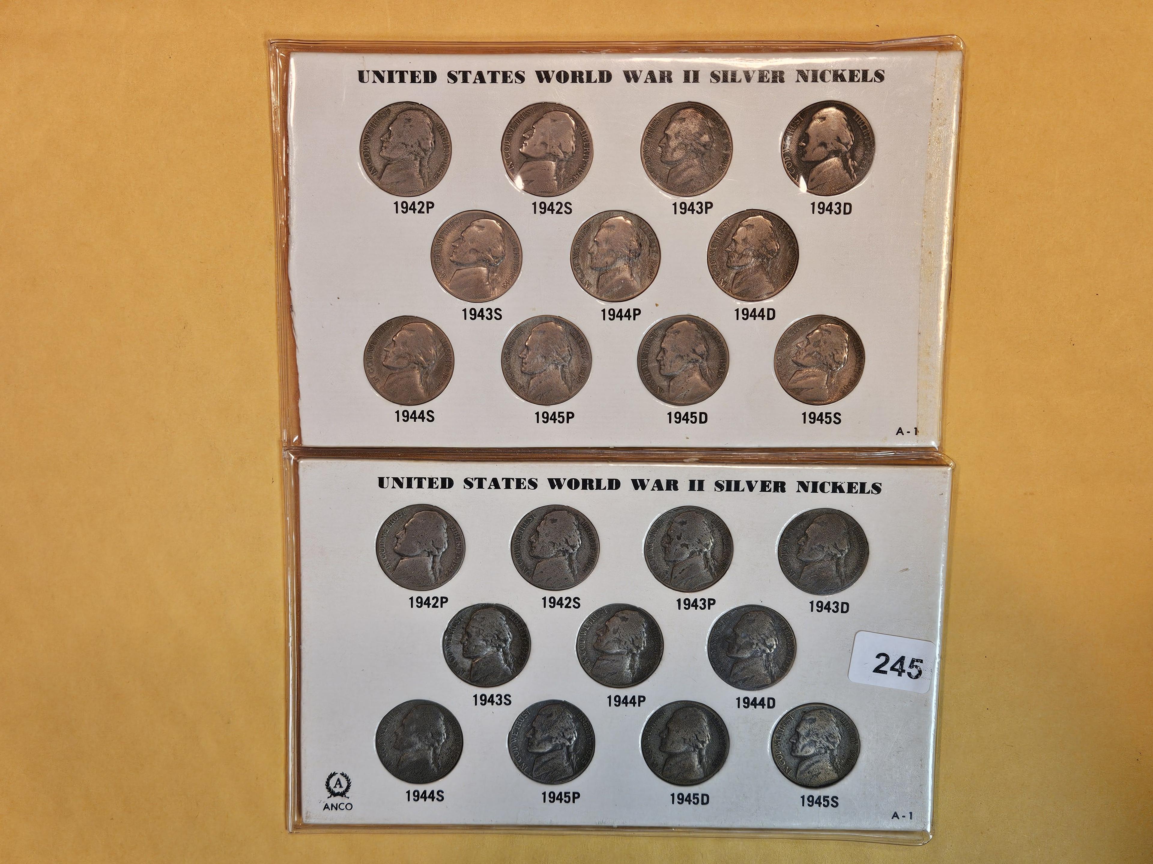 Two US WWII Silver Nickel sets