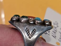 SIGNED! Vintage Sterling Silver Navajo Sand-cast ring