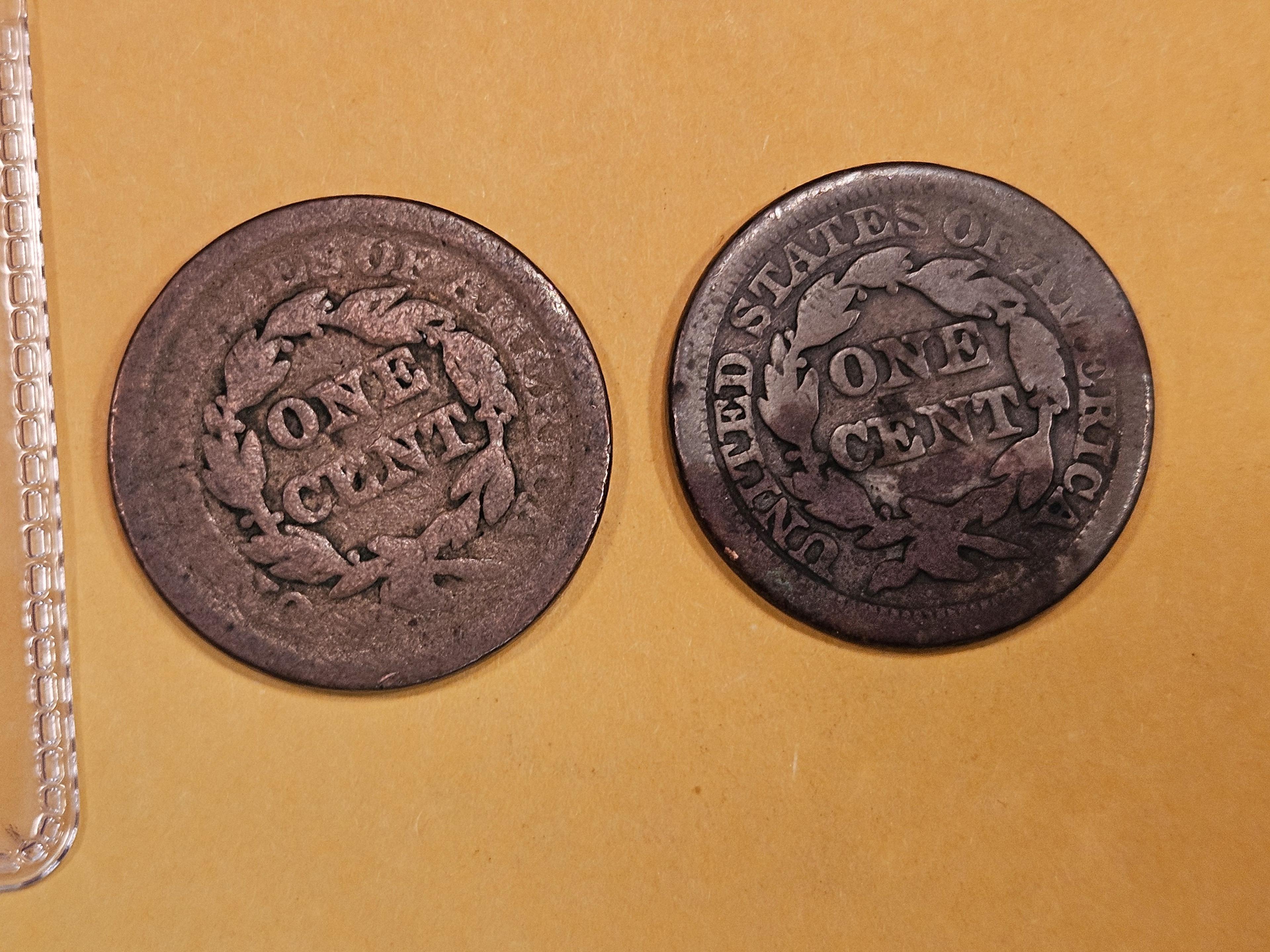 1851 and 1853 Braided Hair Large Cents