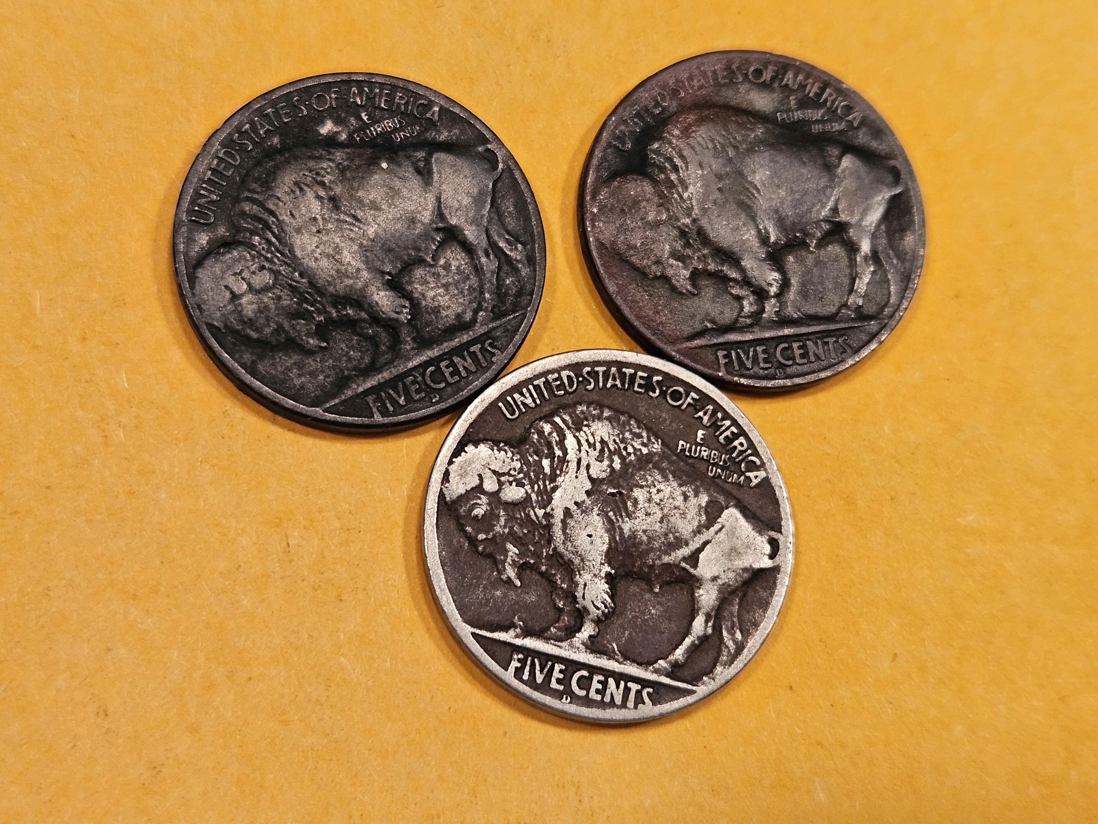 Three Semi-Key Date Buffalo Nickels