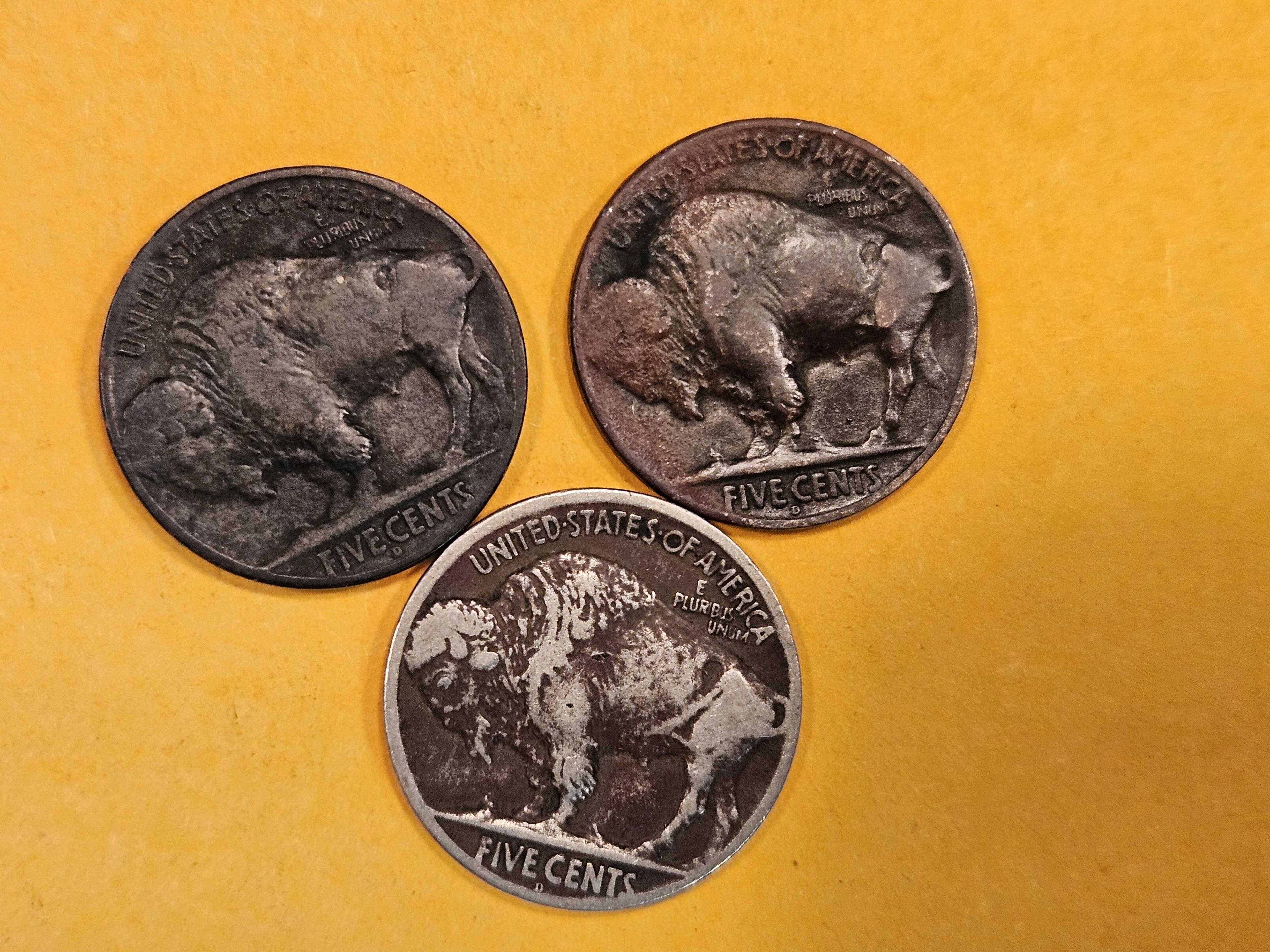 Three Semi-Key Date Buffalo Nickels