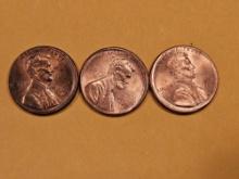 ERRORS! Three Bright RED Lincoln Memorial Cents