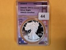 PERFECT! ANACS 2020-S American Silver Eagle in Proof 70 Deep Cameo
