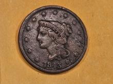 1843 Braided Hair Large Cent