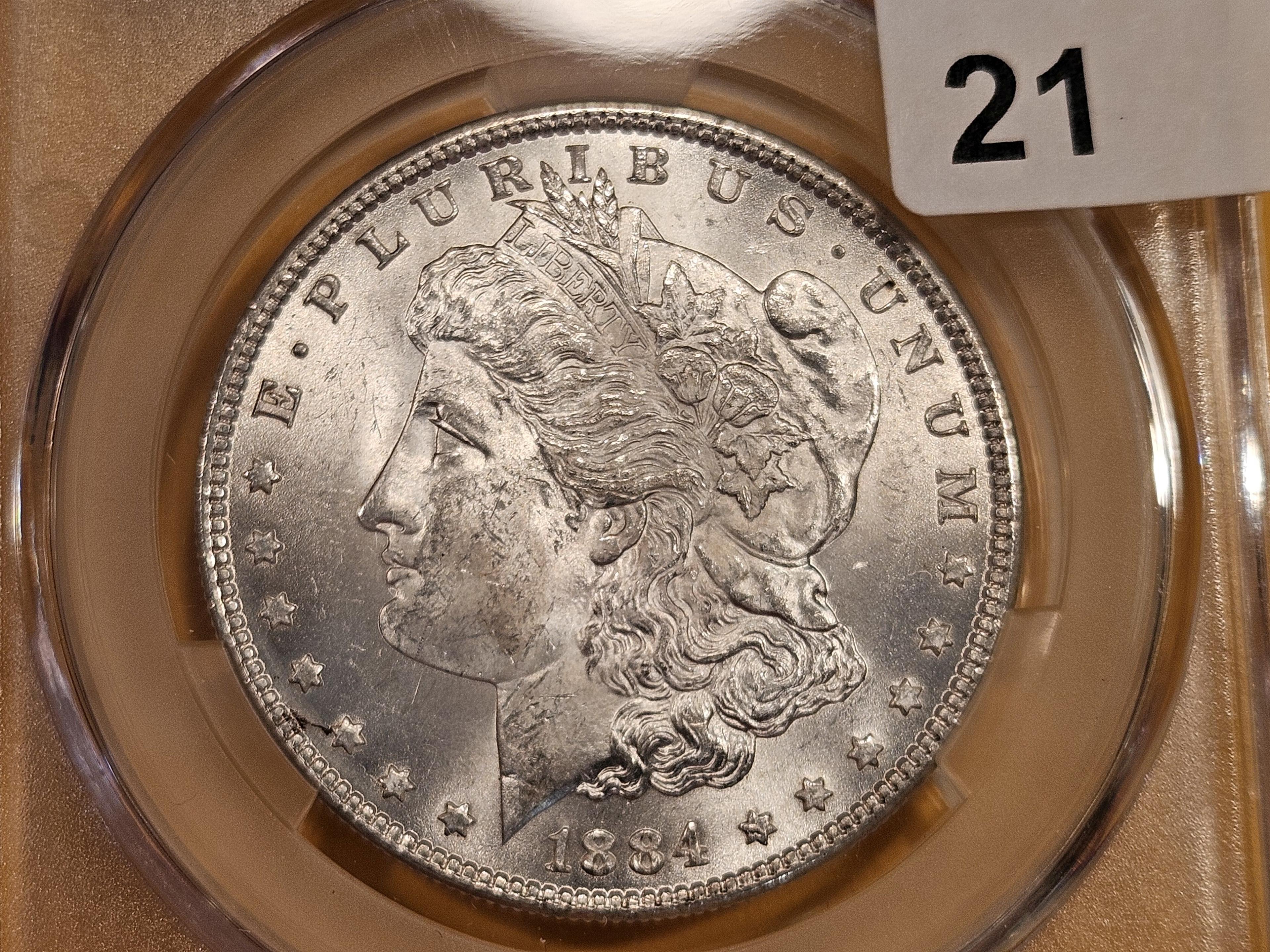 CAC! 1884 Morgan Dollar in Mint State 62