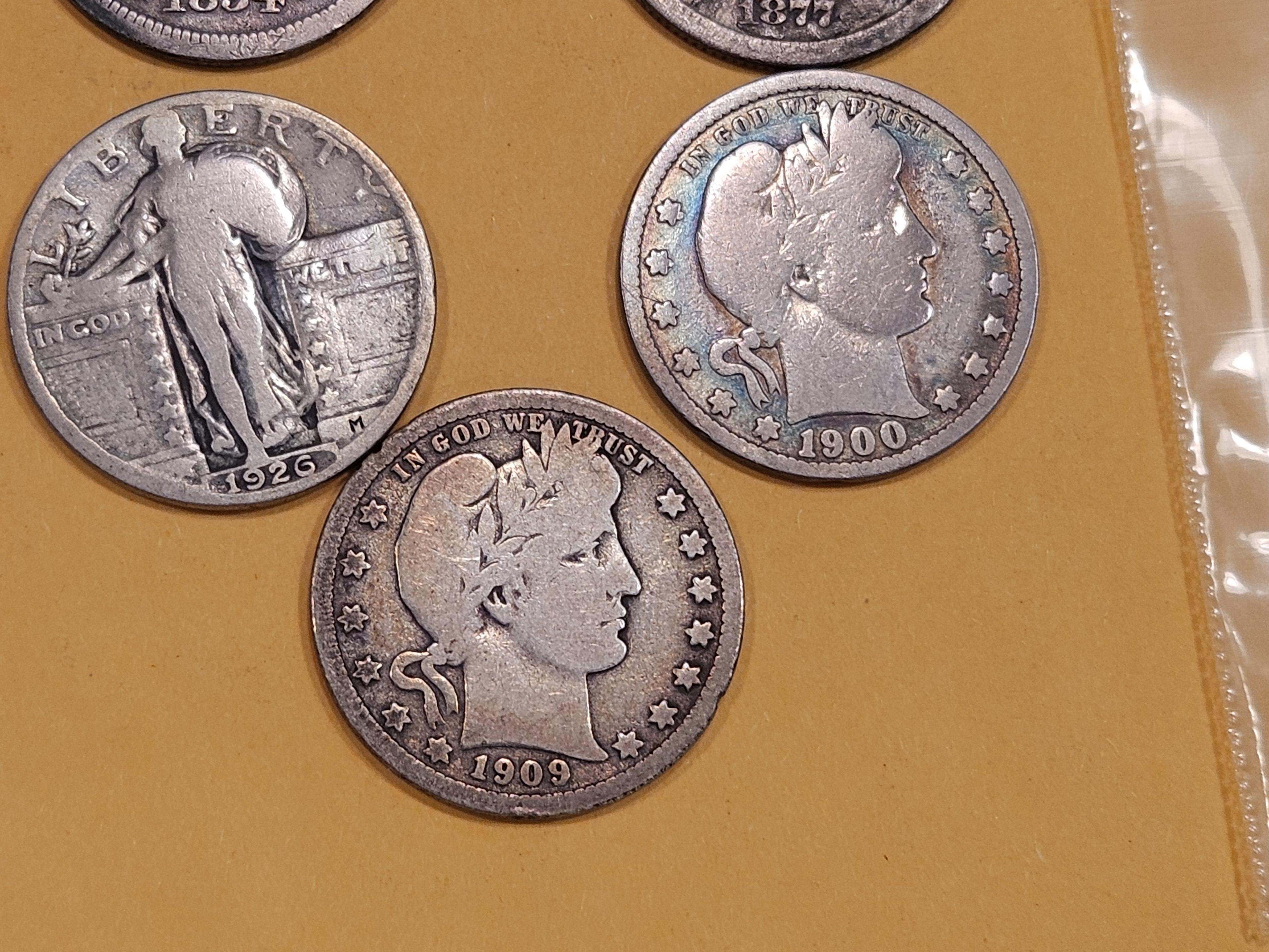 Six mixed Silver Quarters